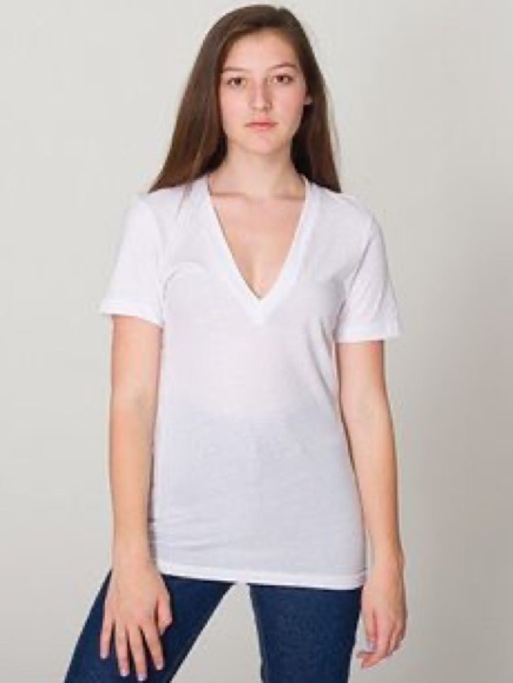 NWT American Apparel - Sheer Deep V-Neck Unisex T-Shirt